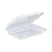 9 3/8" x 6 3/4" x 2 3/16" Clear Hinged Plastic Cookie Container - 300 per case